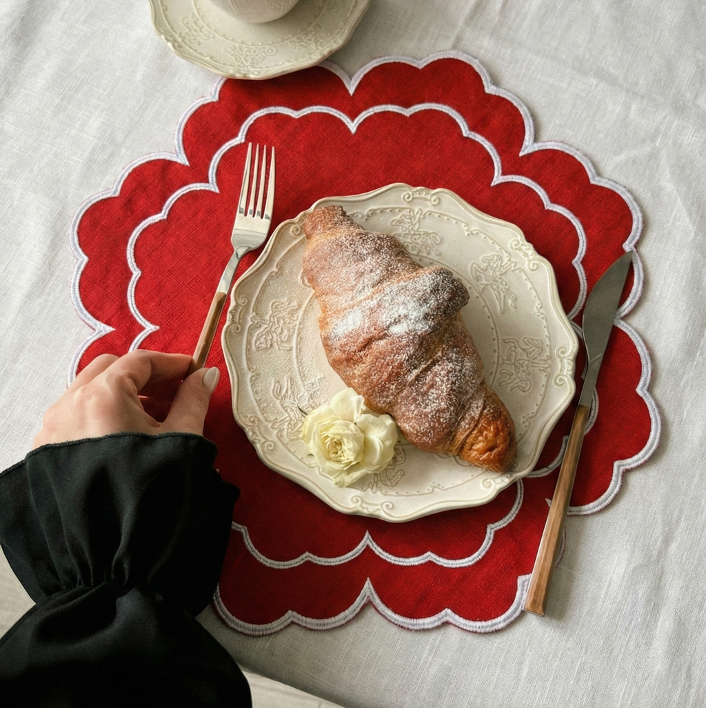 Mantel Individual personalizable rojo y blanco