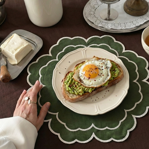 Mantel Individual personalizable verde y blanco