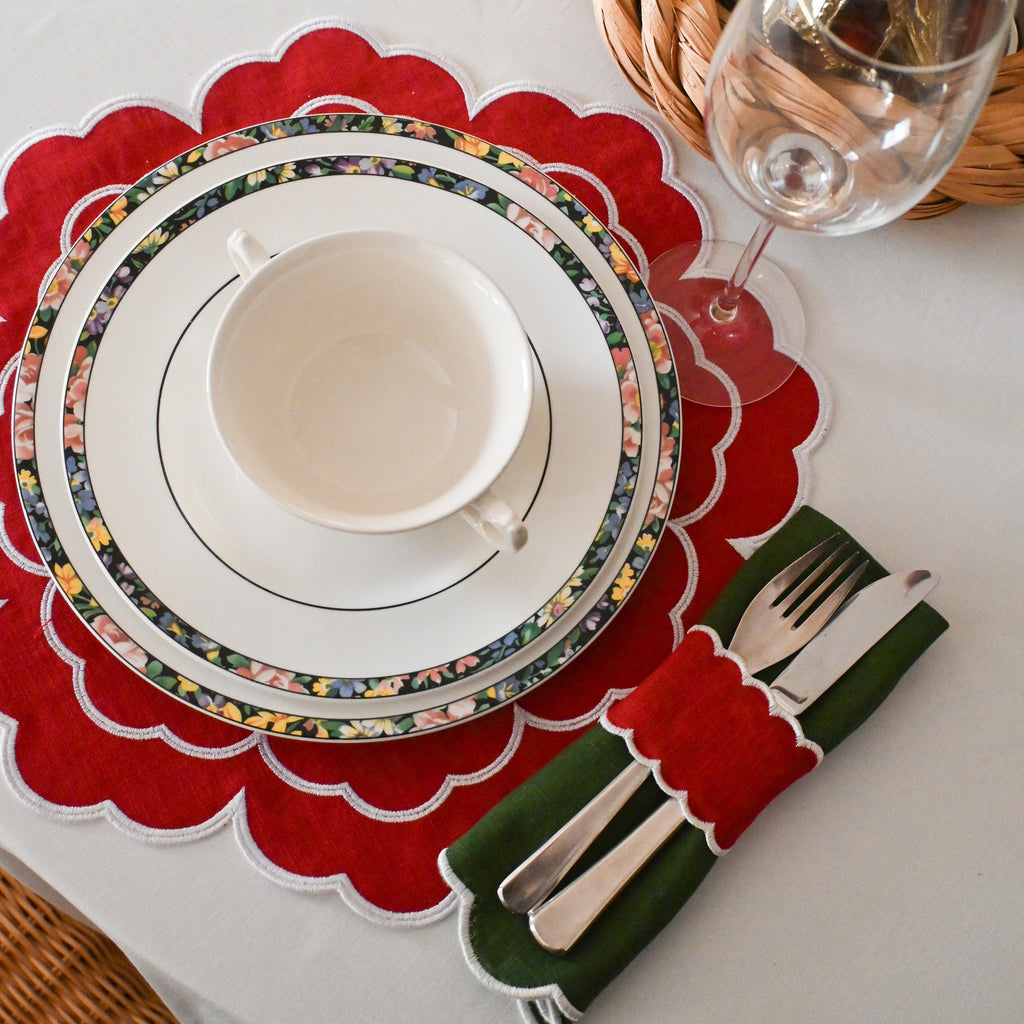 Mantel Individual personalizable rojo y blanco