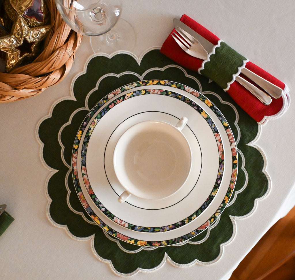 Mantel Individual personalizable verde y blanco