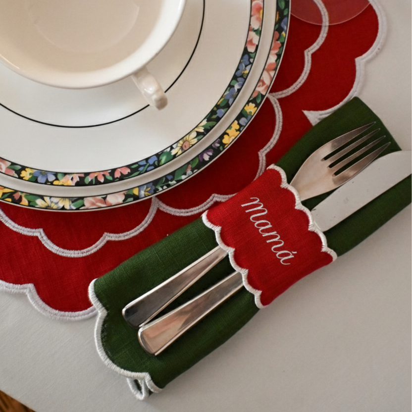 Servilletero personalizable rojo y blanco