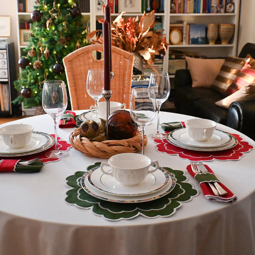 Mantel Individual personalizable verde y blanco