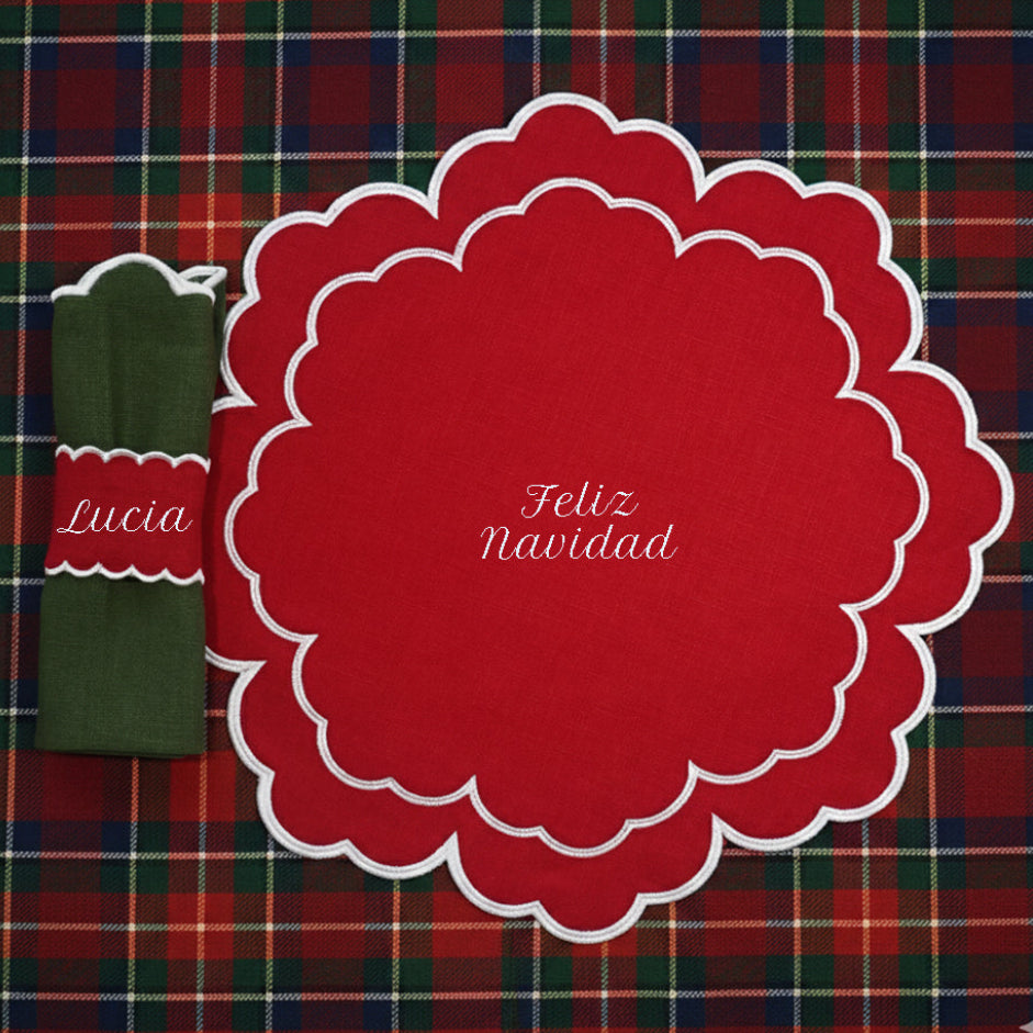 Mantel Individual personalizable rojo y blanco